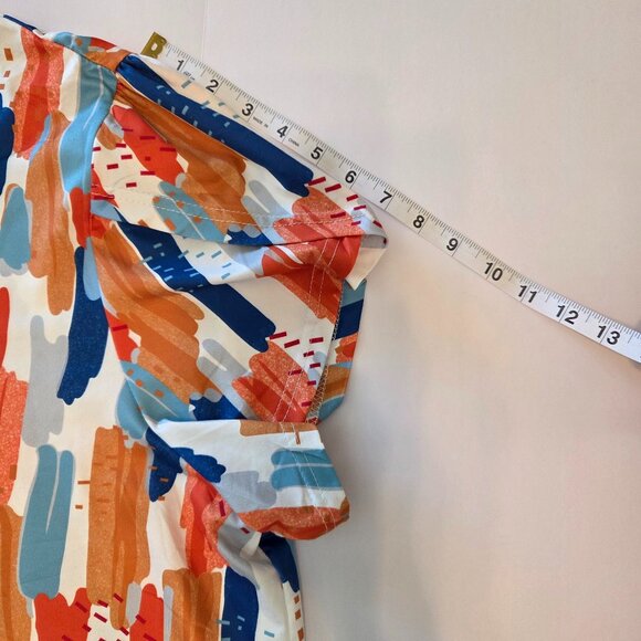 Women's Bold Abstract Multicolor Print V-Neck Blouse, 4XL - Picture 11 of 11